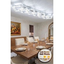 Lucia Model 7"li Gümüş 3 Renk Modu Yemek Masası Oturma Çocuk Yatak Odası Modern Ledli Avize