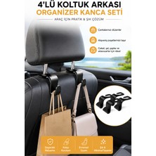 Syn Aksesuar 4’lü Araç Koltuk Arkası Organizer Kanca Seti – Çok Amaçlı Çanta ve Poşet Askılığı