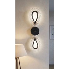Yağmur Model Ikili Siyah 3 Renk Modu Kristal Taşlı Salon Mutfak Yatak Çocuk Odası Aplik