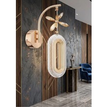Elips Model Tekli Gold 3 Renk Modu Kristal Taşlı Salon Mutfak Yatak Çocuk Odası Aplik