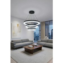 Lara Model Siyah 3 Renk Modu Ledli Modern Salon Mutfak Çocuk Yatak Odası LED Avize