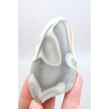 Healcrystal Toz Gri Merlinit Serbest Form Numune - Dumlu Gri ve Krem Dendritik Opal