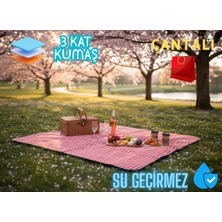 Piknik Örtüsü Su Geçirmez Leke Tutmaz Özel Taşıma Çantalı Kamp Tipi Kapitone Kalın Kumaş Pötikareli