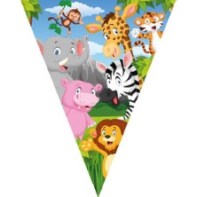 Dora Shopping Benim - Sevimli Hayvanlar Safari Bayrak Flama Seti 11 Adet 320 cm