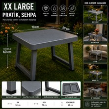 Poliwork Xx Large Katlanır Plastik Masa 70X50X60 cm Bahçe Balkon Kamp Piknik Sehpası Koyu Gri