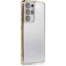 Verto Newface Samsung Galaxy S21 Ultra Kılıf Razer Lensli Silikon - Gold