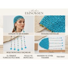 Ekinoksen Bohem Pullu ve Boncuklu File Detaylı Bandana,bere,şapka
