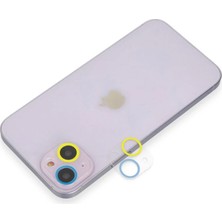 Verto Newface Apple iPhone 13 Mini Renkli Kamera Lens Koruma Cam - Sarı-Mavi