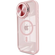 Verto Newface Apple iPhone 15 Pro Kılıf Teleskop Lens Magsafe Silikon Kapak - Pembe