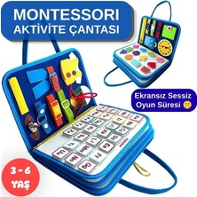 Generic Montessori Aktivite Çantası 8 Sayfa | 8 Öğrenme Becerisi | 3-6 Yaş Eğitici Oyuncak | Motor Beceri Geliştirici Keçe Oyun Seti | Mavi