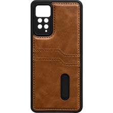 Verto Newface Xiaomi Redmi Note 12 Pro 4g Kılıf Sara Kartvizitli Deri Kılıf - Taba