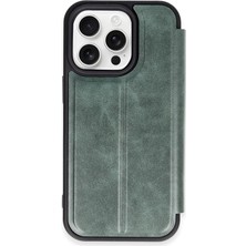 Verto Newface Apple iPhone 14 Pro Max Kılıf Flip Cover - Koyu Yeşil