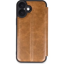 Verto Newface Apple iPhone 16 Kılıf Flip Cover - Taba