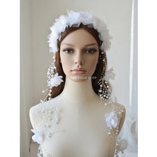 Bba New Trend Incili Çiçekli Gelin Tacı Nikah Nişan Düğün Saç Aksesuarı Çiçekli Incili Gelin Tacı Nikah Nişan