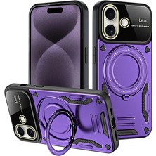Verto Newface Apple iPhone 16 Kılıf Joy Lens Standlı Kapak - Mor