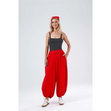 Minaaise Astarlı Vual Beli Lastikli Şalvar Pantolon Kırmızı 31179