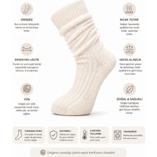 Bamuta Socks Bamuta Çorap Krem Rengi Kadın Yün Dizaltı Bot Çorabı
