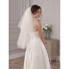 Bba New Trend Çift Katlı Sade Duvak - Gelin Duvağı, Nikah, Duvağı,tül, Beyaz Sade Beyaz Çift Katlı Duvak