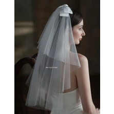 Bba New Trend Fiyonk Çift Katlı Duvak,gelin Duvağı,gelinlik Aksesuarı Nikah ,düz Gelin Duvak Tokalı Nikah Aksesuar