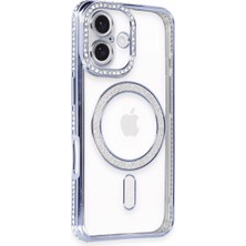 Ozkr Store Apple Iphone 16 Kılıf Joke Simli Magneticsafe Kılıf - Mavi