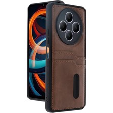 Ozkr Store Xiaomi Redmi 14C Kılıf Sara Kartvizitli Deri Kılıf - Taba