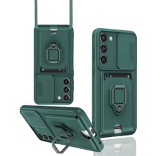 Ozkr Store Samsung Galaxy S24 Plus Kılıf Zuma Kartvizitli Yüzüklü Silikon - Yeşil