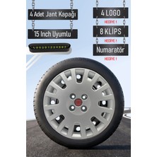 Fiat 15" Inç Linea Punto Doblo Fiorino Jant Kapağı Seti 4 Adet Gri 4 Bijonlu G056