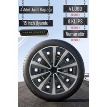 Fiat Jant Kapağı Seti 4 Adet 15" Inç Gri Siyah ( Egea Fiorino Doblo Linea Punto Albea Palio Uno ) R025