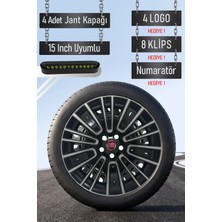 Fiat 15" Inç Jant Kapağı Seti Doblo Fiorino Egea 4 Adet Gri Siyah 5 Bijonlu R032