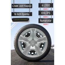 Dacia Sandero Stepway 16" Inç Jant Kapağı Seti 4 Adet Gri Kırılmaz 4 Bijonlu G076