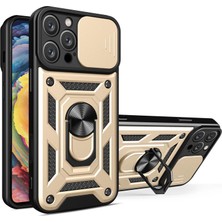 Ozkr Store Apple Iphone 16 Pro Kılıf Pars Lens Yüzüklü Silikon - Gold
