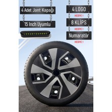 Volkswagen Jant Kapağı Seti 4 Adet 15" Inç Gri Siyah ( Golf Jetta Polo Caddy Passat Bora ) R027