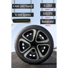 Fiat Jant Kapağı Seti 4 Adet 14" Inç Gri Siyah ( Egea Fiorino Doblo Linea Punto Albea Palio Uno ) R001