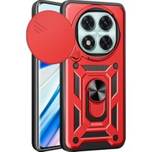 Ozkr Store Xiaomi Redmi Note 14 Pro 4g Kılıf Pars Lens Yüzüklü Silikon - Kırmızı
