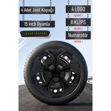 Citroen Jant Kapağı Seti 4 Adet 15" Inç Piano Black ( C-Elysse C1 C2 C3 C4 Berlingo Nemo ) S023