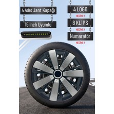 Opel Jant Kapağı Seti 4 Adet 15" Inç Gri Siyah ( Corsa C D E Astra G H J Combo Vectra Meriva ) R030