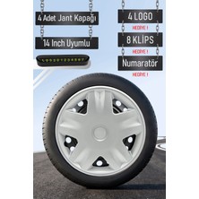 Peugeot Jant Kapağı Seti 4 Adet 14" Inç Gri ( 206 207 208 301 306 307 308 Partner Bipper ) G016
