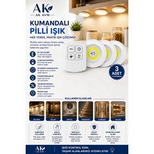 Ak Avm Uzaktan Kumandalı 3’lü LED Ampul Dolap Işığı Kablosuz Pilli Raf Mutfak Gardırop Aydınlatma Çözümü
