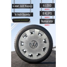 Volkswagen Crafter 16" Inç Jant Kapağı Seti 4 Adet Gri Kırılmaz G077