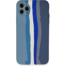 Ozkr Store Apple Iphone 11 Pro Kılıf Ebruli Lansman Silikon - Mavi-Gri