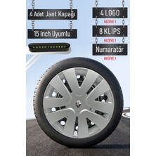 Renault Jant Kapağı Seti 4 Adet 15" Inç Gri ( Clio 4 5 Symbol Megane Kangoo Fluence Taliant Express Brodway ) G043