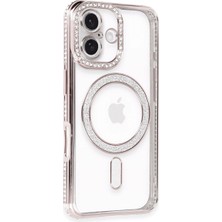 Ozkr Store Apple Iphone 16 Kılıf Joke Simli Magneticsafe Kılıf - Pembe