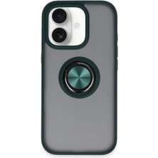 Ozkr Store Apple Iphone 16 Kılıf Montreal Yüzüklü Silikon Kapak - Yeşil