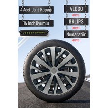 Toyota Jant Kapağı Seti 4 Adet 14" Inç Gri Siyah ( Corolla Yaris Auris Avensis Carina Hilux ) R005