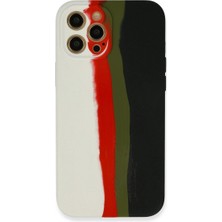 Ozkr Store Apple Iphone 12 Pro Kılıf Ebruli Lansman Silikon - Beyaz-Siyah