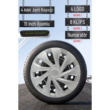 Renault Jant Kapağı Seti 4 Adet 15" Inç Gri ( Clio 4 5 Symbol Megane Kangoo Fluence Taliant Express Brodway ) G050