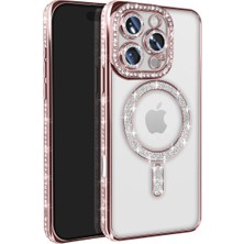 Ozkr Store Apple Iphone 16 Pro Max Kılıf Joke Simli Magneticsafe Kılıf - Pembe