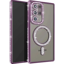 Ozkr Store Samsung Galaxy S23 Ultra Joke Simli Magneticsafe Kılıf - Derin Mor