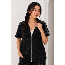 Motiv Serpme Taşlı Yelek/ Pantolon Modal Alt-Üst Takım