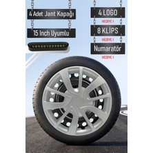 Fiat Jant Kapağı Seti 4 Adet 15" Inç Gri ( Egea Fiorino Doblo Linea Punto Albea Palio Uno ) G049